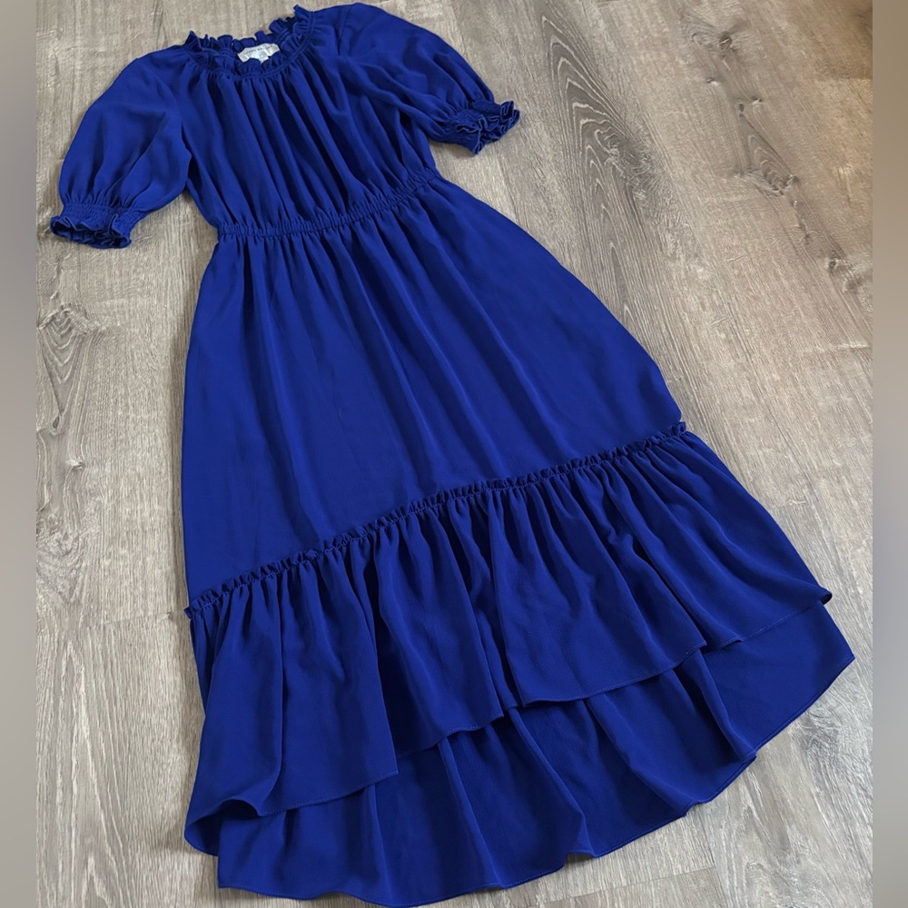 Donna Morgan Royal Blue peasant Dress - Picture 2 of 4
